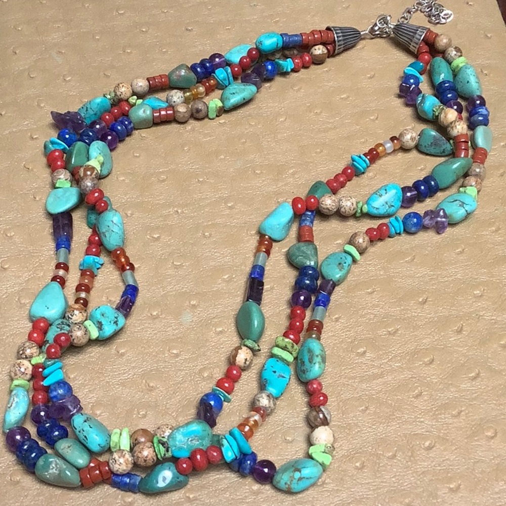 😍925 Silver & Mixed Gemstone Necklace😍NWOT
